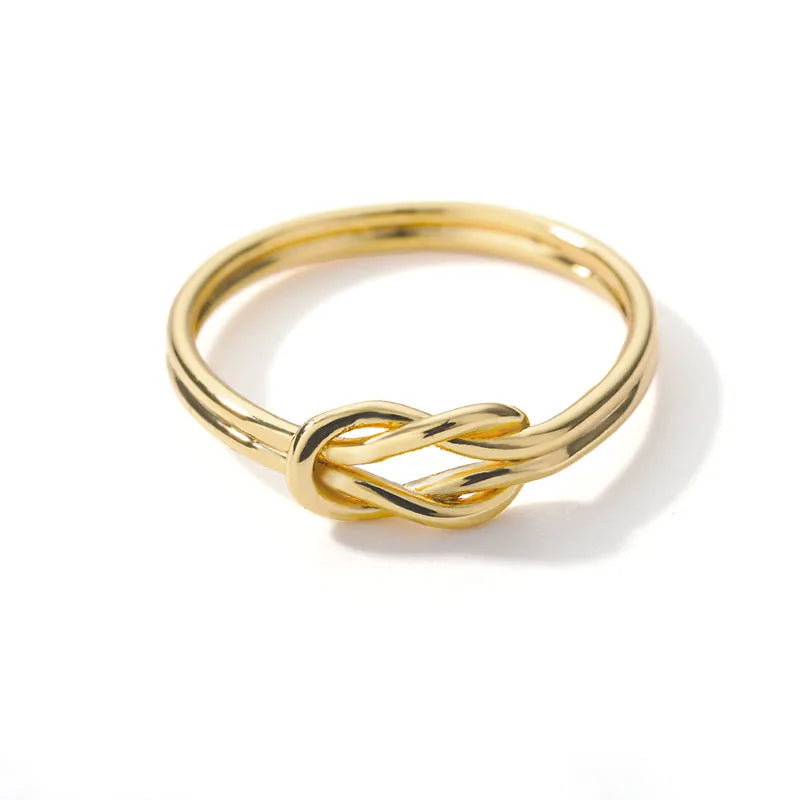 Knoten Unendlichkeitsringe Für Damen Mädchen Goldfarben Edelstahl Herz Fingerring Vintage Schmuck Geschenk Anillos Bague Femme