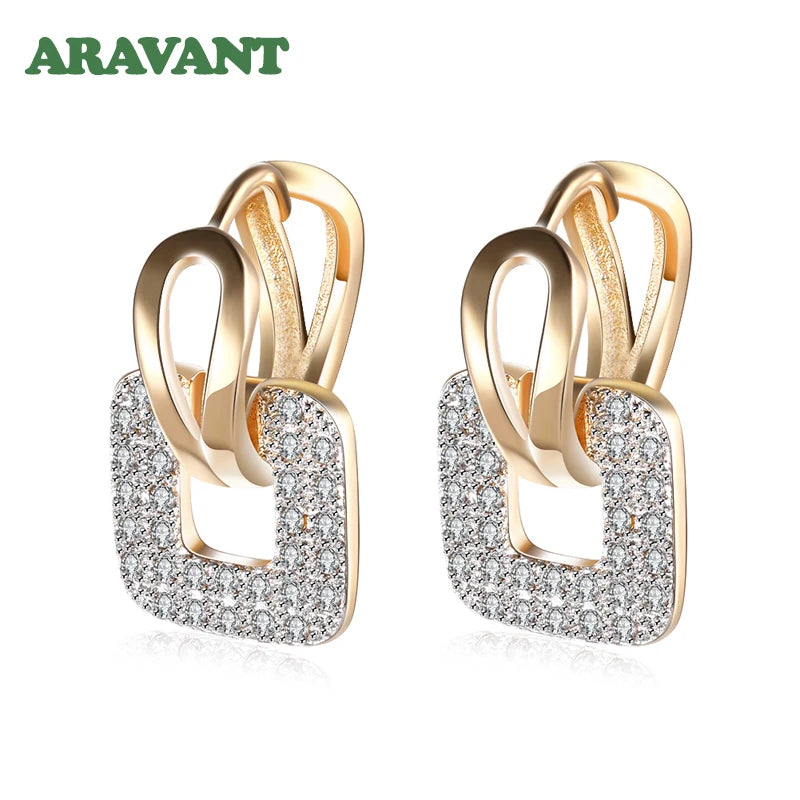 Aravant 925er Silber 18K Gold Quadratische Creolen für Damen Hochzeitsfeier Modeschmuck