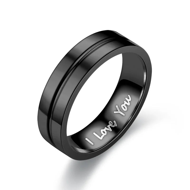 Anillos de compromiso de acero inoxidable para parejas, de moda, para mujer y hombre, con cristal, con la inscripción "I LOVE YOU", regalo de joyería para boda 2021