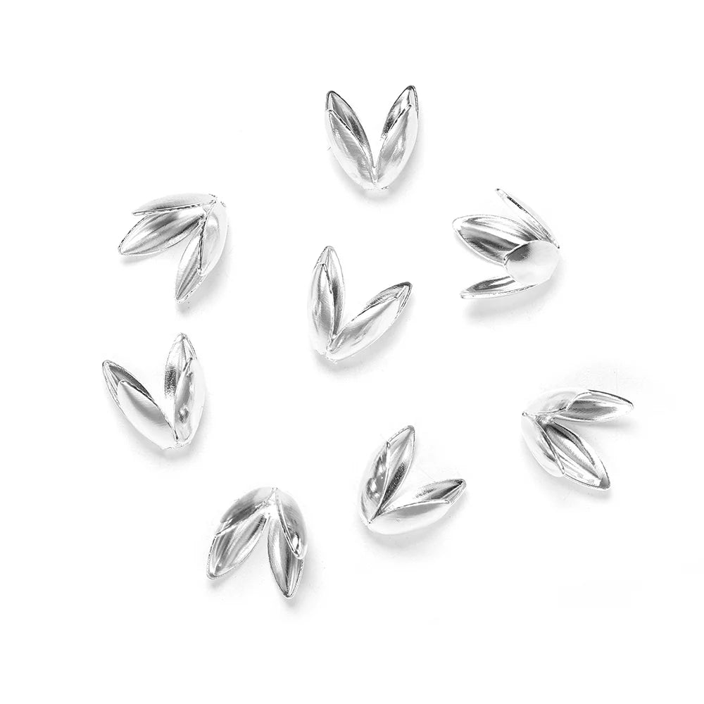 100 Stück/Los Vierblättrige Blume Metall lose Abstandhalter Kappen Blütenblatt getrennte Endkappen für die Schmuckherstellung Armbandzubehör