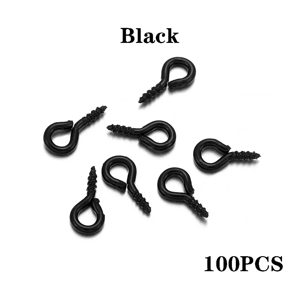 100-200 unidades de mini ganchos de ojo, cierres de tornillo dorados, conectores, colgantes, ganchos roscados para hacer joyas, accesorios