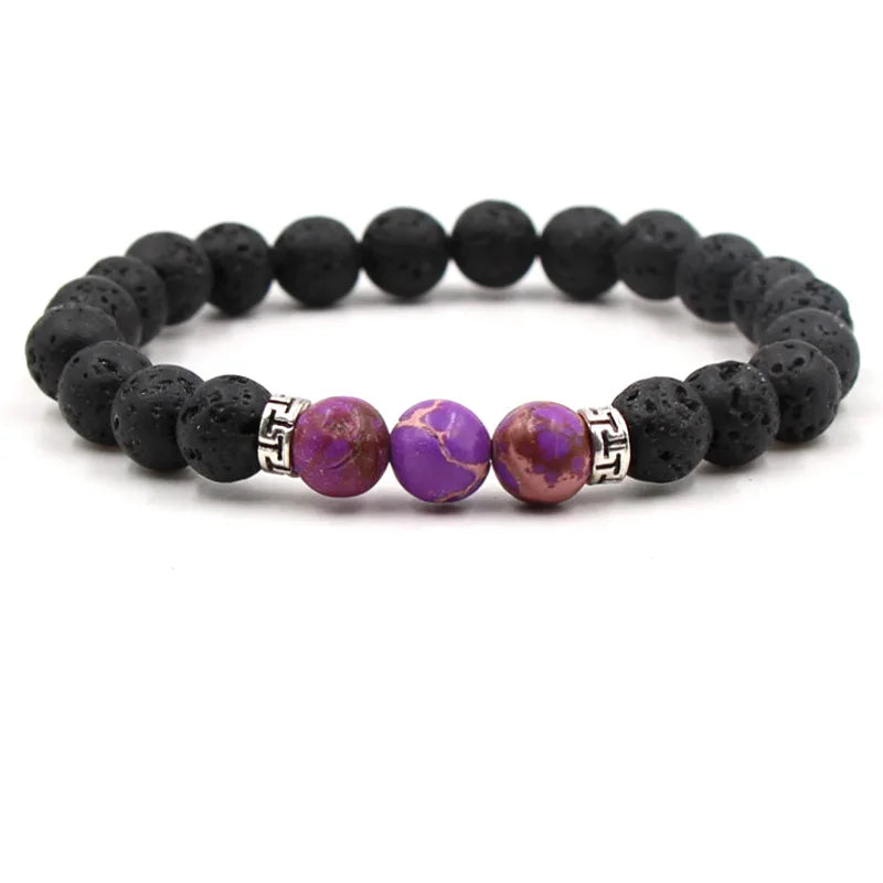 8MM Naturstein Perlenarmbänder für Frauen Männer Paar Lavagestein Heilung Balance Perlen Reiki Buddha Chakra Armreif Schmuck