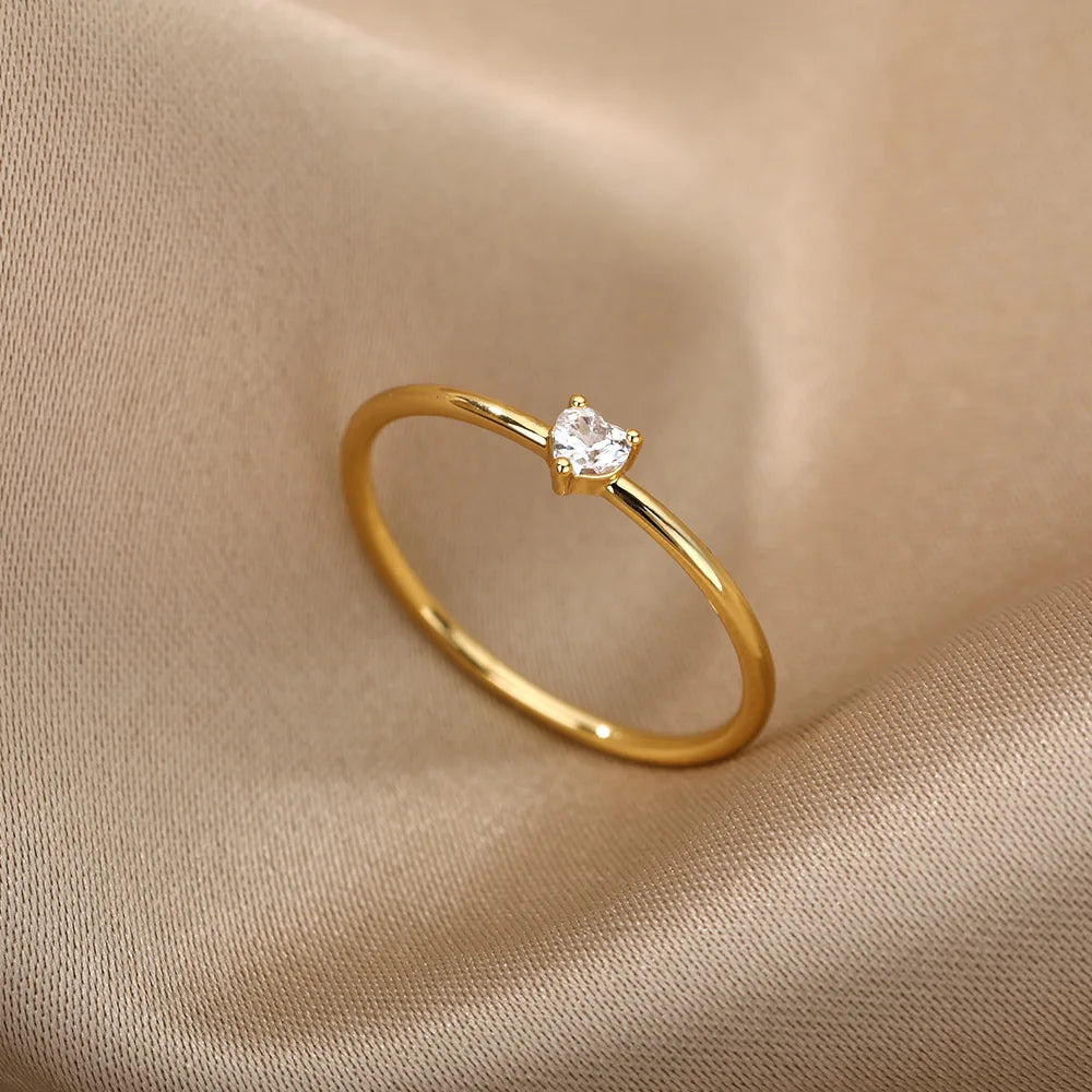 Zirkon Kleine Herzringe für Frauen Minimalismus Herzring Edelstahl Finger Zarter Ring Valentinstag Geschenke Kostenloser Versand