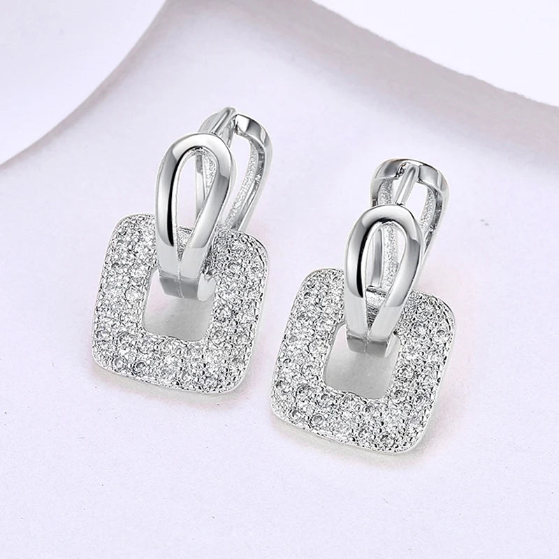 Aravant 925er Silber 18K Gold Quadratische Creolen für Damen Hochzeitsfeier Modeschmuck