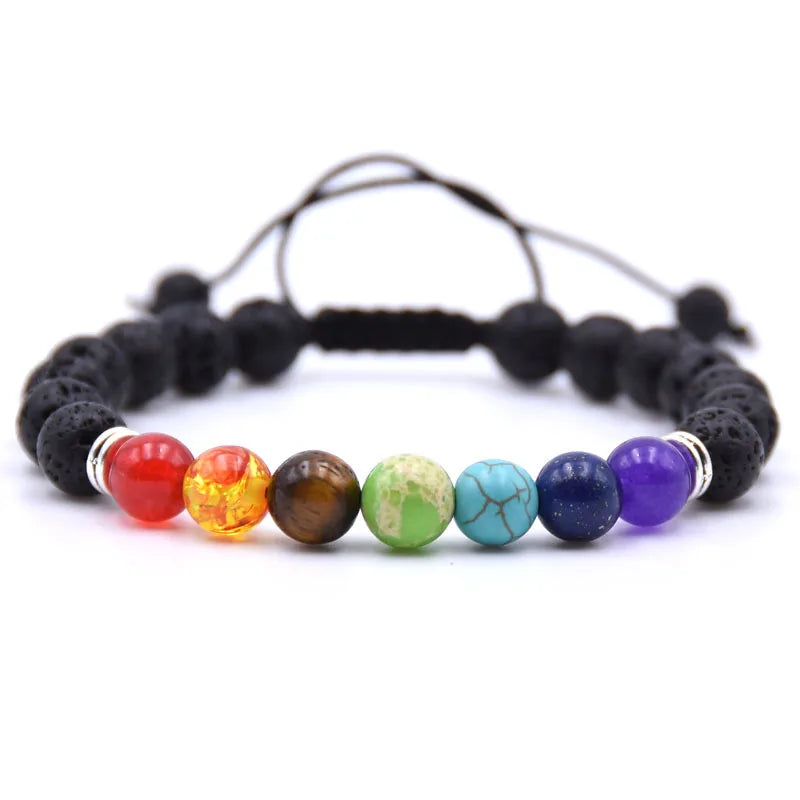 8MM Naturstein Perlenarmbänder für Frauen Männer Paar Lavagestein Heilung Balance Perlen Reiki Buddha Chakra Armreif Schmuck