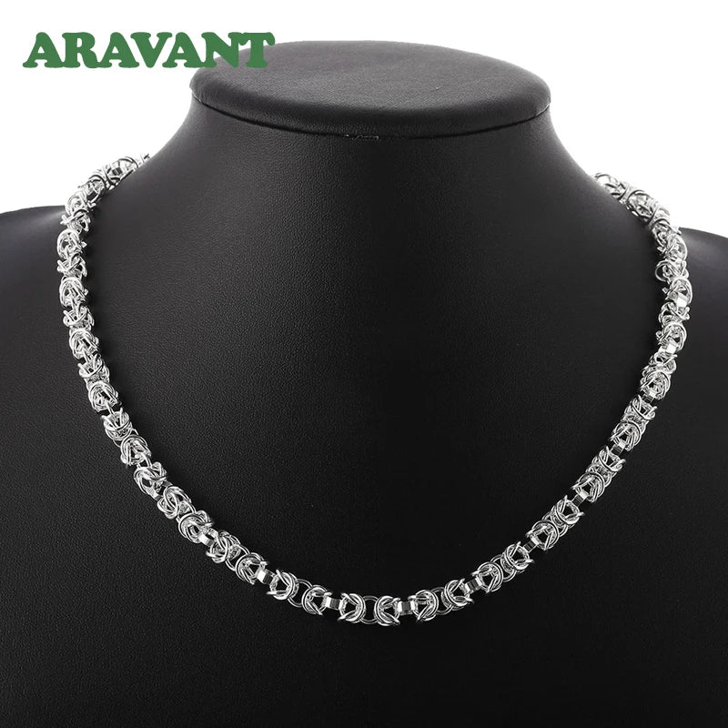 Aravant 925er Sterlingsilber 7mm Gliederkette Halskette Armband Set für Damen Modeschmuck
