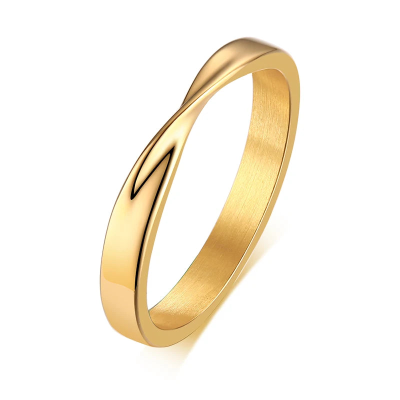 Möbius-Ehering für Damen, filigraner, endloser Twist-Knoten aus Edelstahl, Infinity-Verlobungsring
