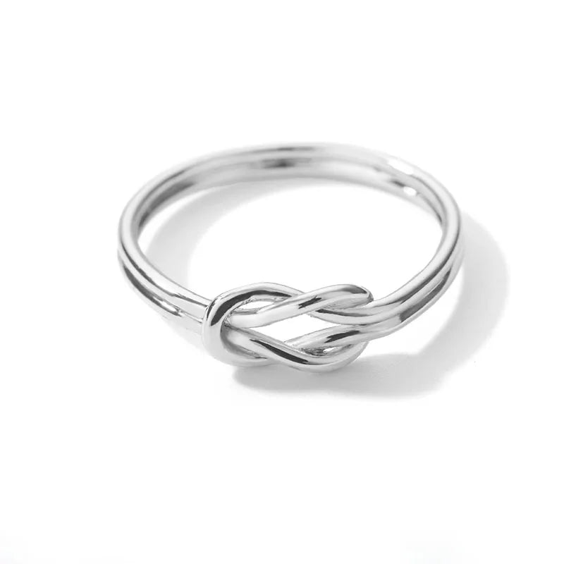Knoten Unendlichkeitsringe Für Damen Mädchen Goldfarben Edelstahl Herz Fingerring Vintage Schmuck Geschenk Anillos Bague Femme