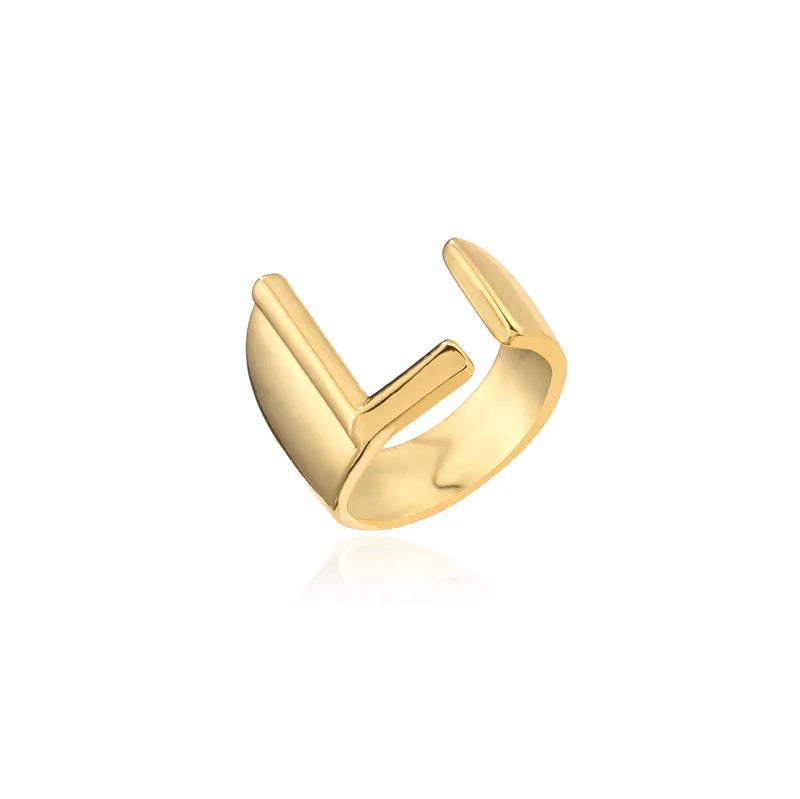 Hohler A-Z Buchstaben Goldfarbe Metall Verstellbarer Öffnungsring Initialen Name Alphabet Damen Party Statement Breiter Trendiger Schmuck