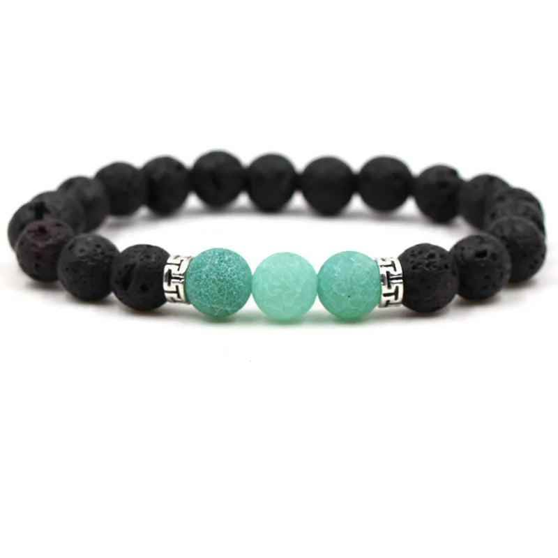 8MM Naturstein Perlenarmbänder für Frauen Männer Paar Lavagestein Heilung Balance Perlen Reiki Buddha Chakra Armreif Schmuck