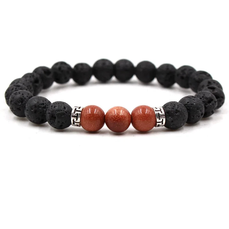 8MM Naturstein Perlenarmbänder für Frauen Männer Paar Lavagestein Heilung Balance Perlen Reiki Buddha Chakra Armreif Schmuck