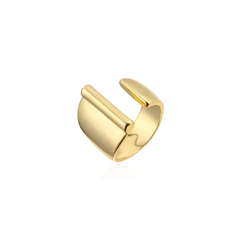 Hohler A-Z Buchstaben Goldfarbe Metall Verstellbarer Öffnungsring Initialen Name Alphabet Damen Party Statement Breiter Trendiger Schmuck