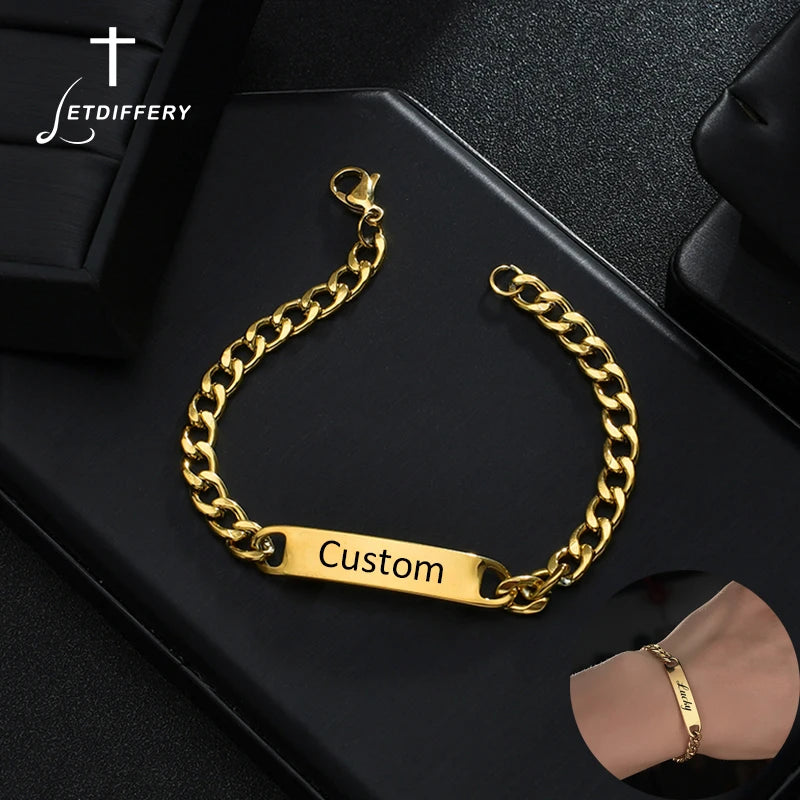 Letdiffery Personalisierte Augen Foto Armbänder Edelstahl Benutzerdefinierte Laser Gravur Bild Name Datum Männer Frauen Kinder Armband Geschenk