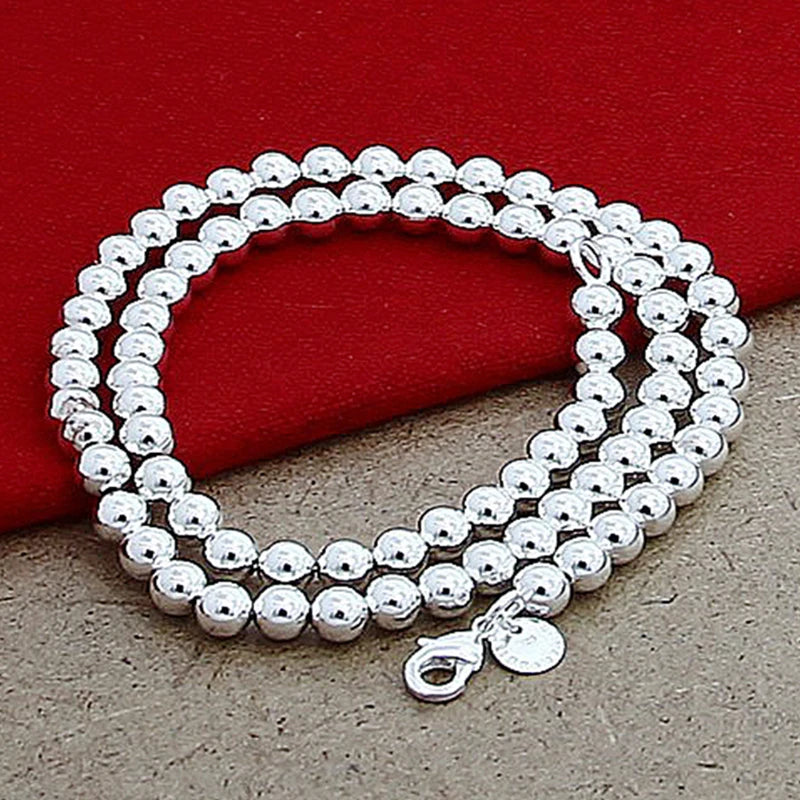 Aravant Collar de cadena de cuentas de plata 925 de 4MM/6MM/8MM/10MM para hombres y mujeres, joyería de moda