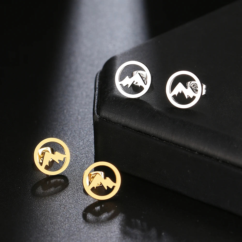 Edelstahl Ohrringe Kontur Berg Mode Ohrstecker Klassische Einfache Ohrringe Für Frauen 2022 Schmuck Hochzeit Party NEU