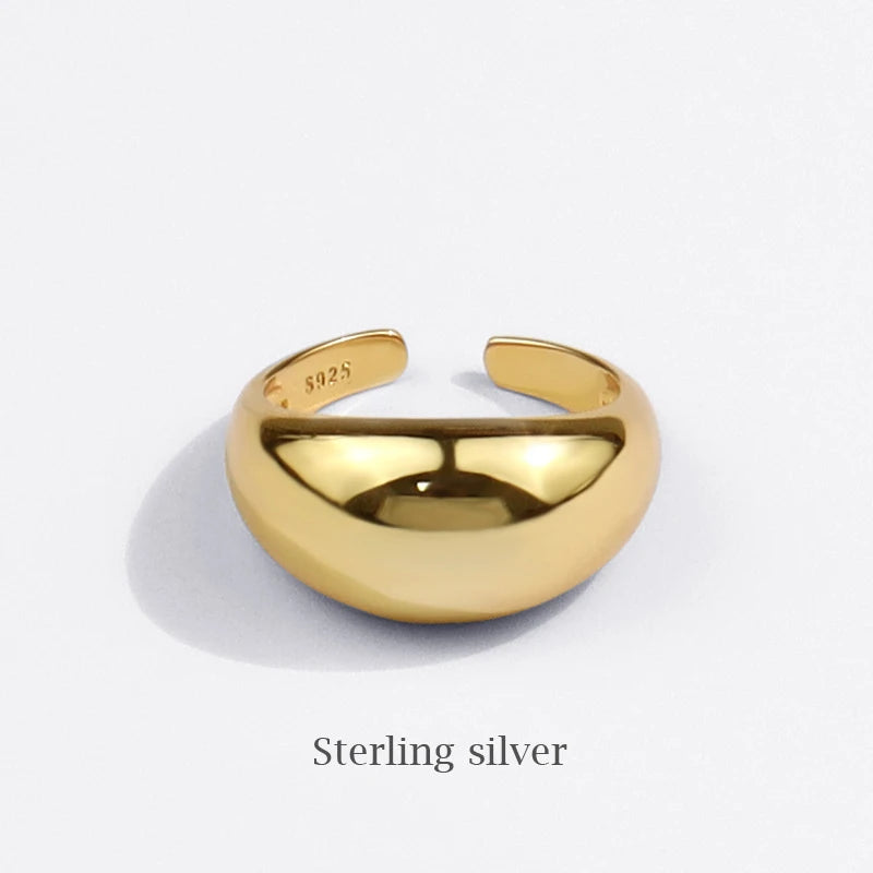 VENTFILLE 925 Sterling Silber Ring für Damen Herren Glatt Geometrischer Fingerring Verstellbarer Party Schmuck Großhandel