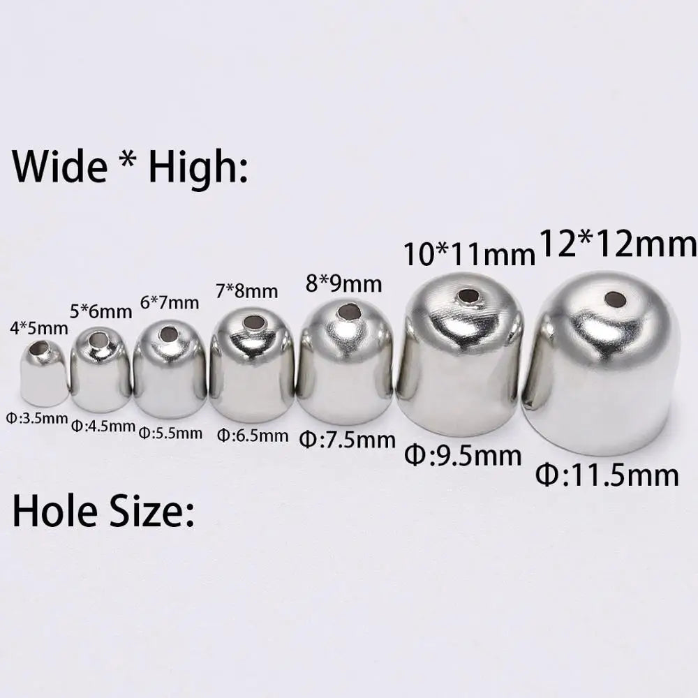 Lote de 50-100 tapas de engaste para extremos de cordones de cuero, tapas de cuentas para extremos, se adaptan a cierres de 4-12 mm para suministros de joyería de bricolaje