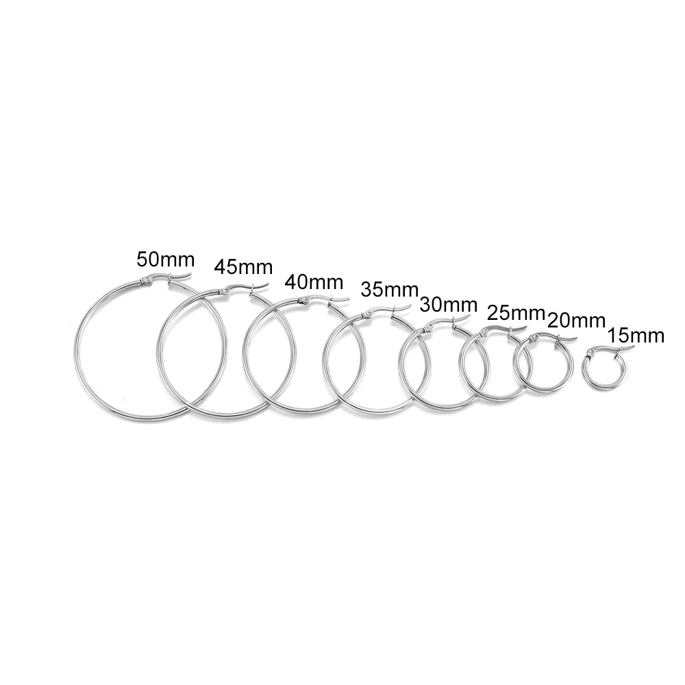 10 Stück schwarze offene Ohrringe Kreis Edelstahl Ohrringhaken 15-50mm Schlaufenbasis Ohrring für DIY Schmuckherstellung Zubehör