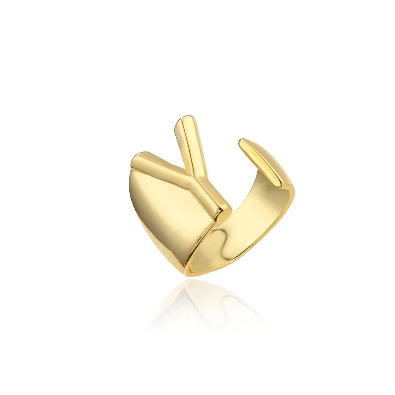 Hohler A-Z Buchstaben Goldfarbe Metall Verstellbarer Öffnungsring Initialen Name Alphabet Damen Party Statement Breiter Trendiger Schmuck