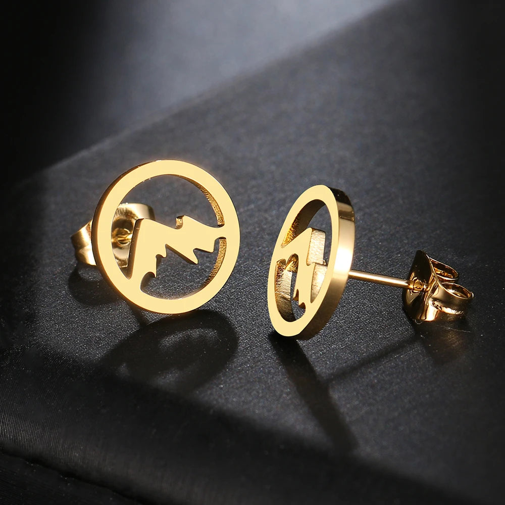 Edelstahl Ohrringe Kontur Berg Mode Ohrstecker Klassische Einfache Ohrringe Für Frauen 2022 Schmuck Hochzeit Party NEU