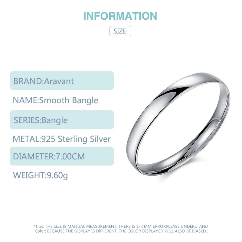 Aravant 925er Silber 10MM Glattes Armband & Armreif für Männer und Frauen Modeschmuck Geschenke