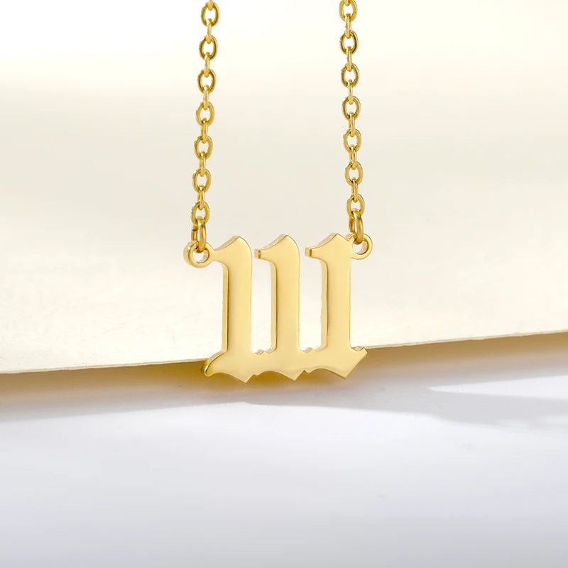777 Angel Number Necklaces For Women Stainless Steel Couple Necklace Goth Chains Collar Choker Vintage Jewelry Aesthetic