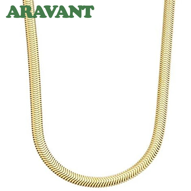 Collar de Cadena de Serpiente Aravant de Plata 925 y Oro de 18K de 6MM Para Hombres y Mujeres Joyería de Moda