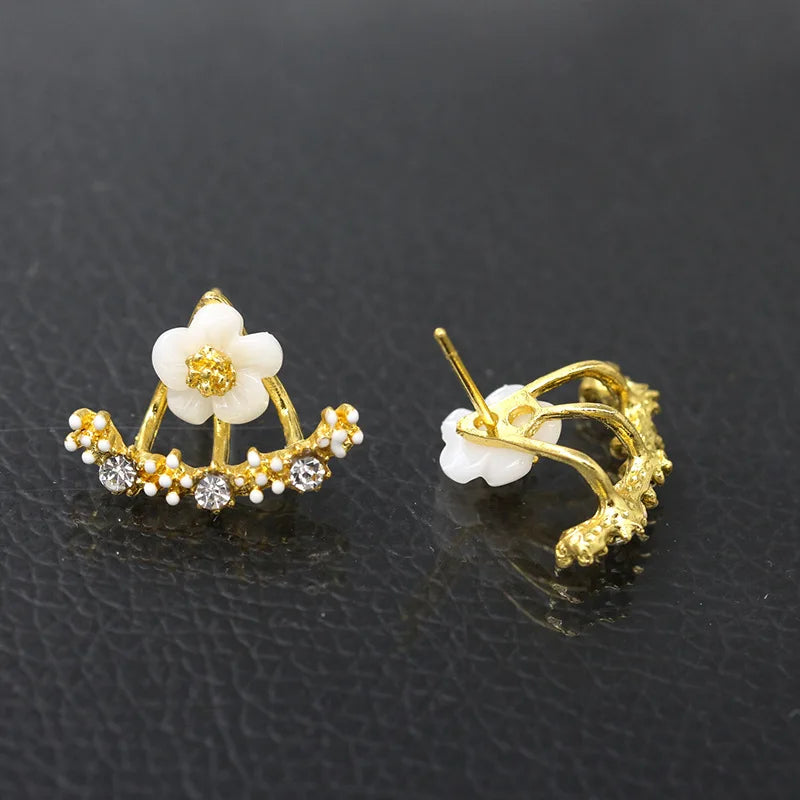 Pendientes pequeños coreanos con forma de margarita dulce para mujer, con circonitas, diseño de flores, pendientes de moda para niñas, regalo de joyería para fiesta