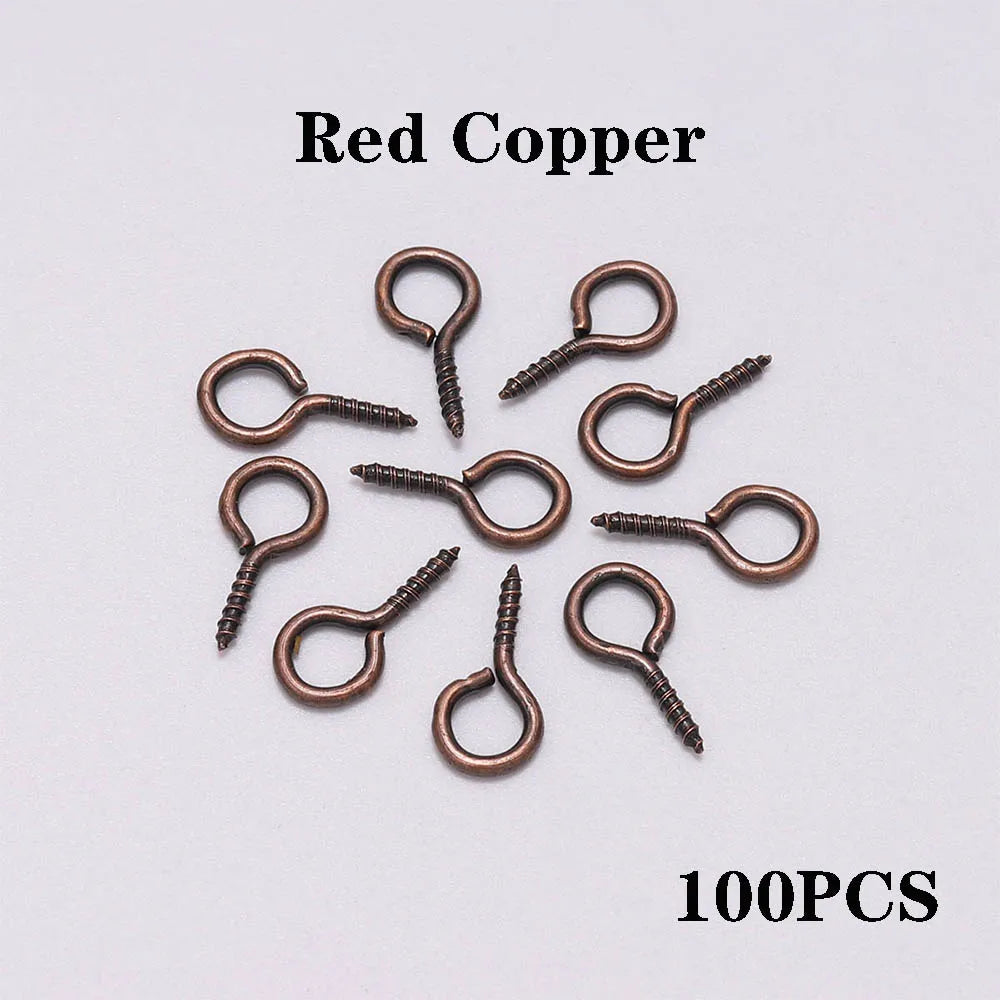 100-200 unidades de mini ganchos de ojo, cierres de tornillo dorados, conectores, colgantes, ganchos roscados para hacer joyas, accesorios