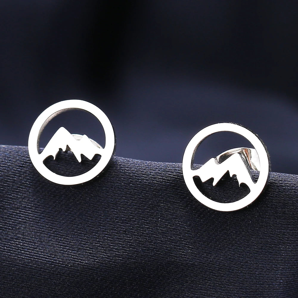 Edelstahl Ohrringe Kontur Berg Mode Ohrstecker Klassische Einfache Ohrringe Für Frauen 2022 Schmuck Hochzeit Party NEU