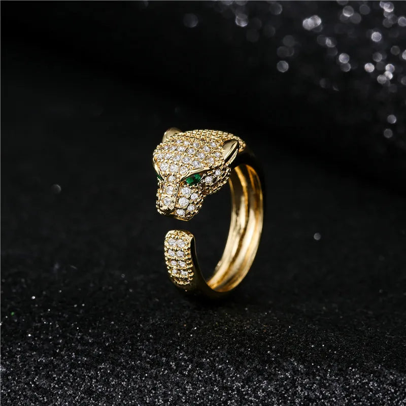 Modischer, vollständig mit Zirkonia besetzter Tierring, offener Persönlichkeitsring, Unisex-Ring, Party-Schmuckgeschenk, Dropshipping