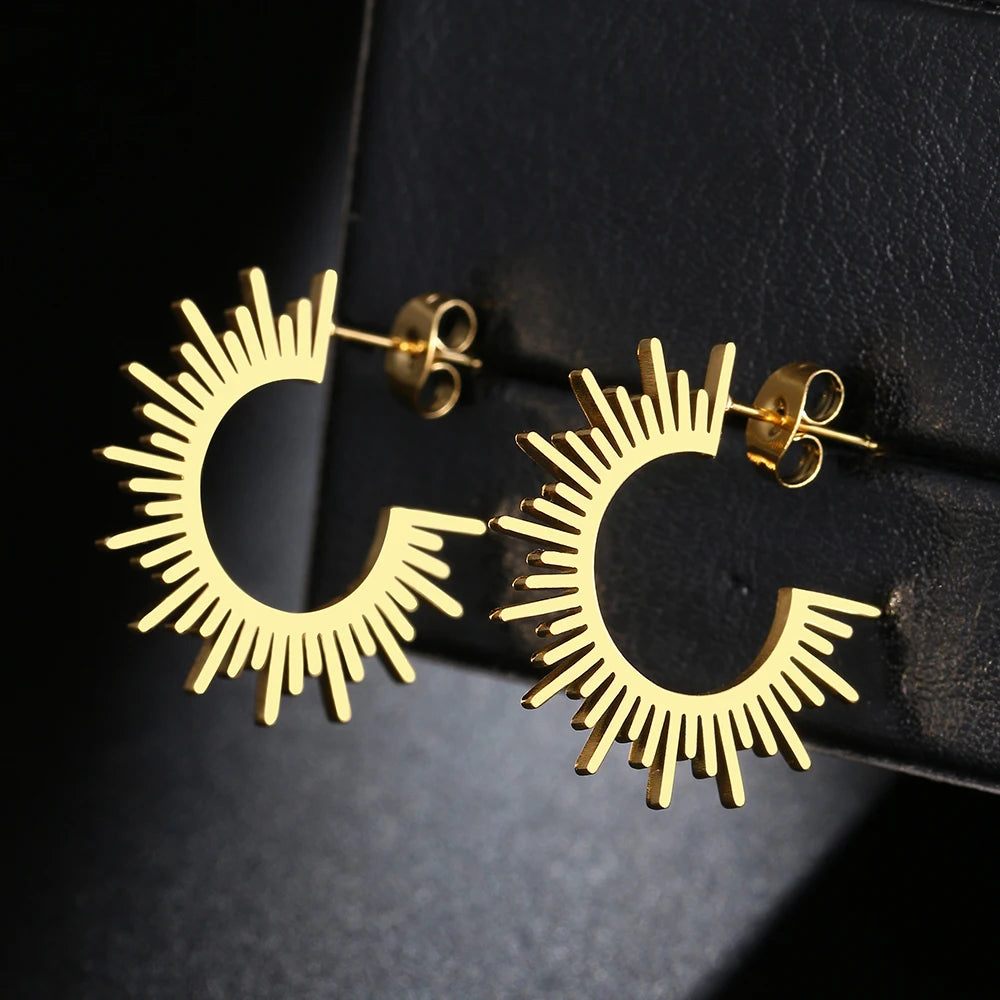 Edelstahl Schmuck Geometrische Ohrringe für Frauen Beste Halbkreis Stachelige Femme Charme Ohrringe Party Beste Hochzeitsgeschenke