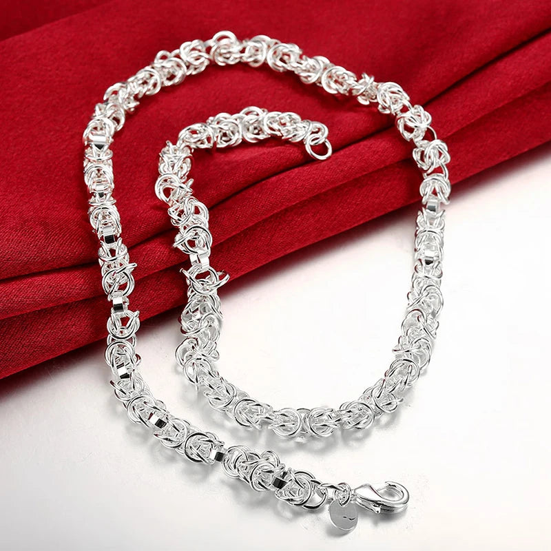 Aravant 925er Sterlingsilber 7mm Gliederkette Halskette Armband Set für Damen Modeschmuck