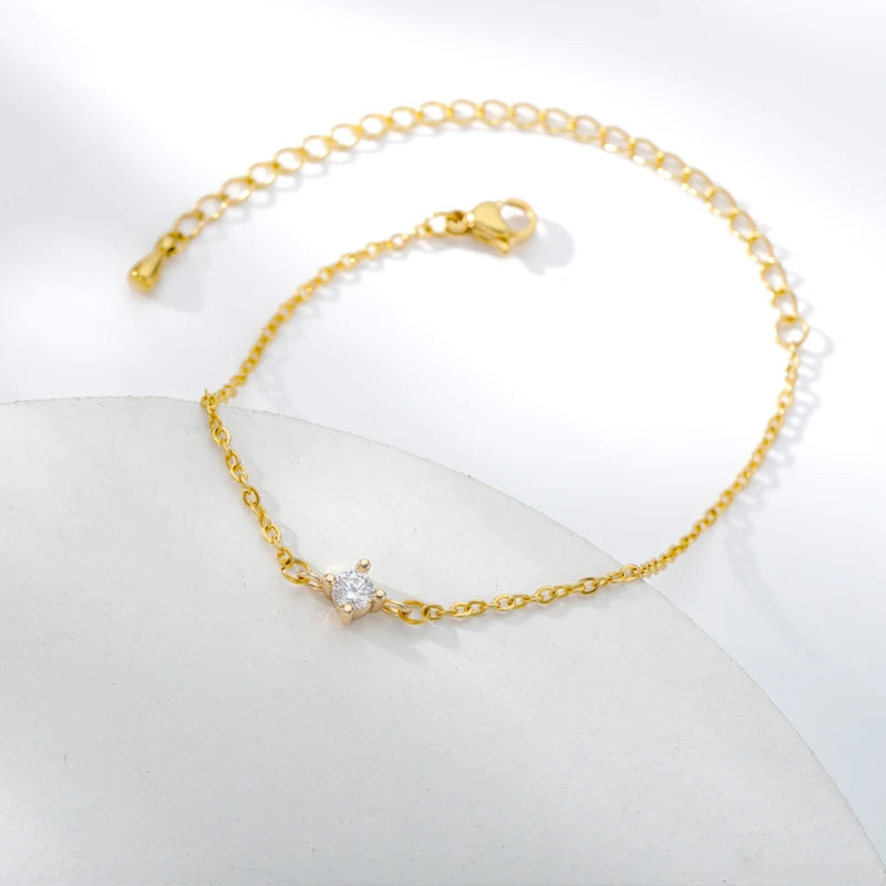 Einzelne Zirkon-Kreis-Perlenarmbänder für Frauen Edelstahlarmband Sommerschmuck Paar Freunde Accessoires Geschenk 2023