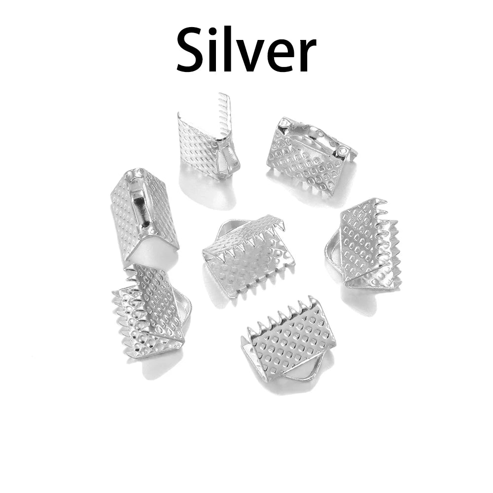 50 Stk./Los Quetschperlen Crimpverbinder Kordel Leder Clip Halskette Armbandverbinder Endkappen für DIY Schmuckherstellung Zubehör
