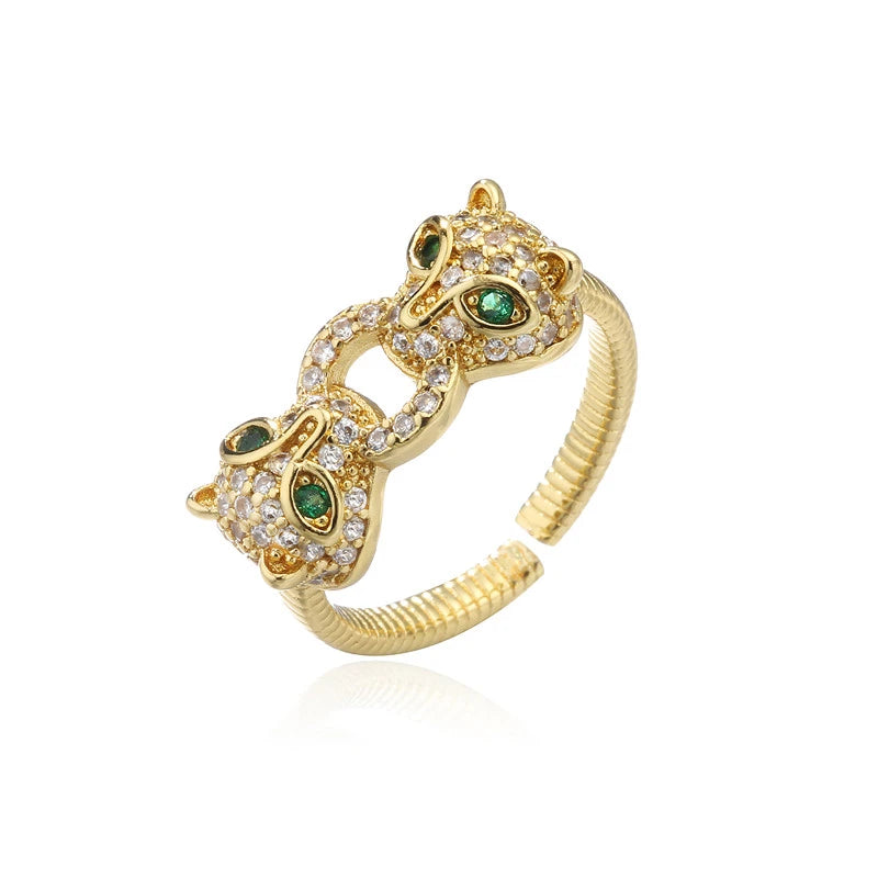 Modischer, vollständig mit Zirkonia besetzter Tierring, offener Persönlichkeitsring, Unisex-Ring, Party-Schmuckgeschenk, Dropshipping