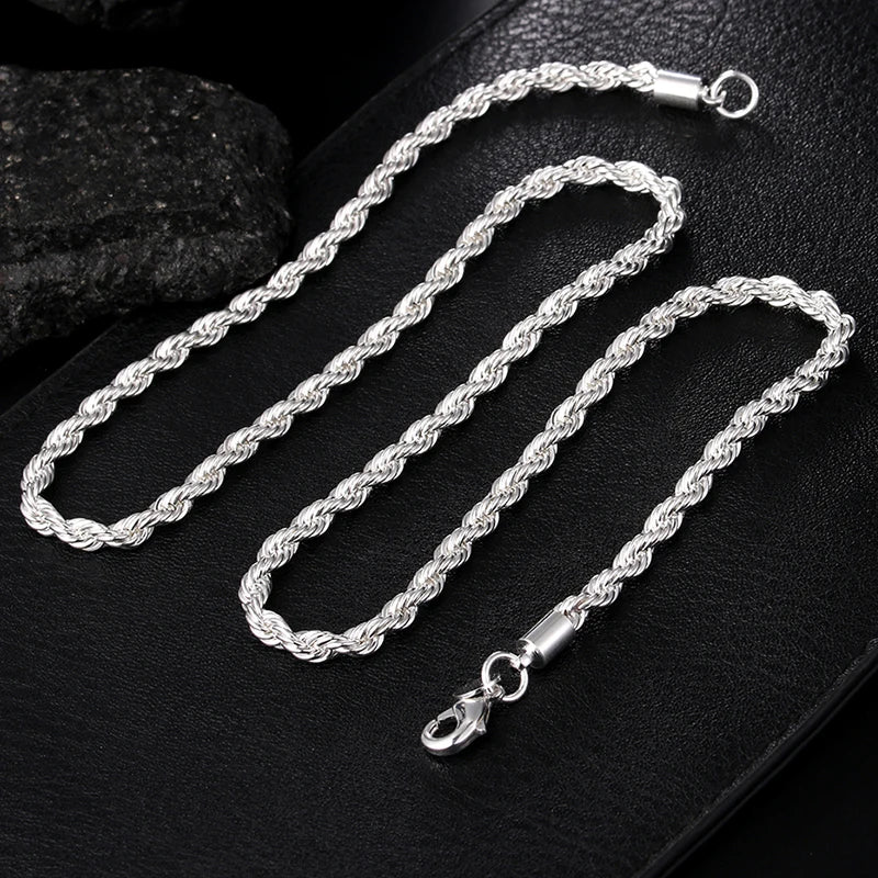 Aravant Collar de Plata 925 de 4 mm con Cadena de Serpiente Retorcida para Mujer, Joyería de Moda