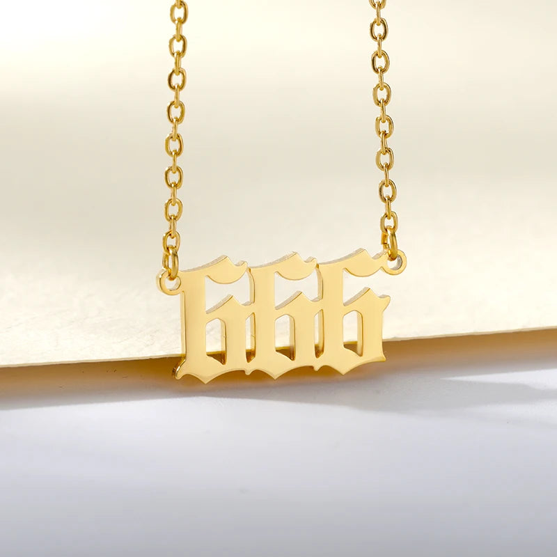 777 Angel Number Necklaces For Women Stainless Steel Couple Necklace Goth Chains Collar Choker Vintage Jewelry Aesthetic