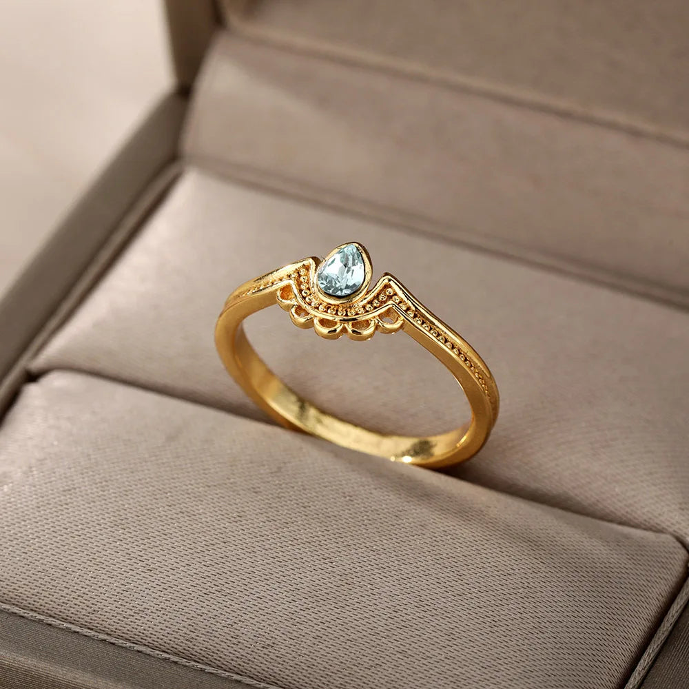 Edelstahl Opal Fingerringe für Frauen Mode Verstellbares Paar Geometrischer Ring Handgefertigter Ästhetischer Schmuck Anillos Geschenk