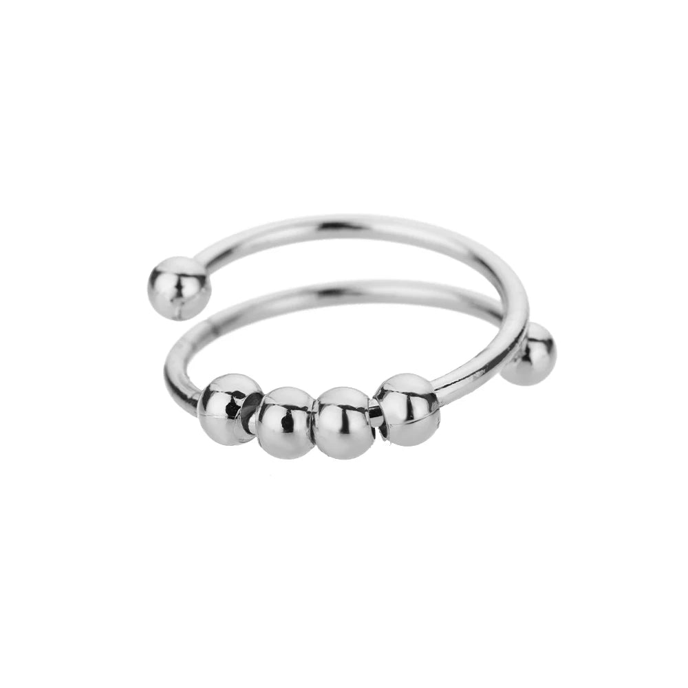 Anillos de Cuentas Vintage para Mujer Giran Libremente Antiestrés Ansiedad Anillo Individual Espiral de Cuentas Gira Joyería Regalo Mujer