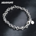 Aravant 925er Sterlingsilber 6mm Gliederkettenarmband für Damen Mode Schmuck