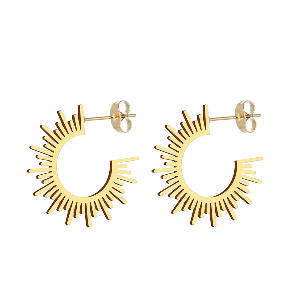 Edelstahl Schmuck Geometrische Ohrringe für Frauen Beste Halbkreis Stachelige Femme Charme Ohrringe Party Beste Hochzeitsgeschenke