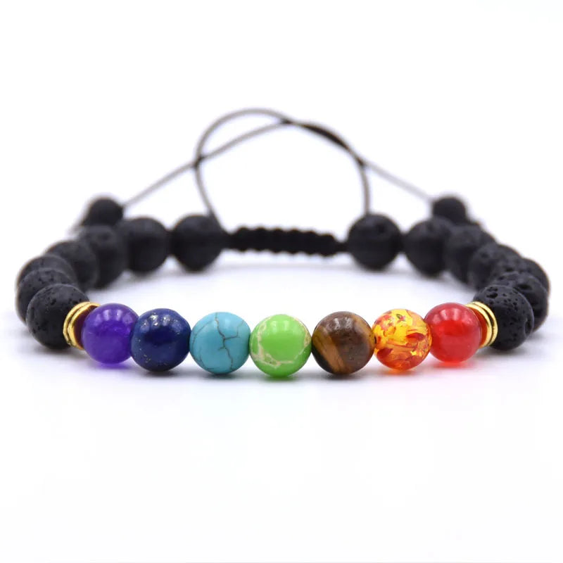 8MM Naturstein Perlenarmbänder für Frauen Männer Paar Lavagestein Heilung Balance Perlen Reiki Buddha Chakra Armreif Schmuck