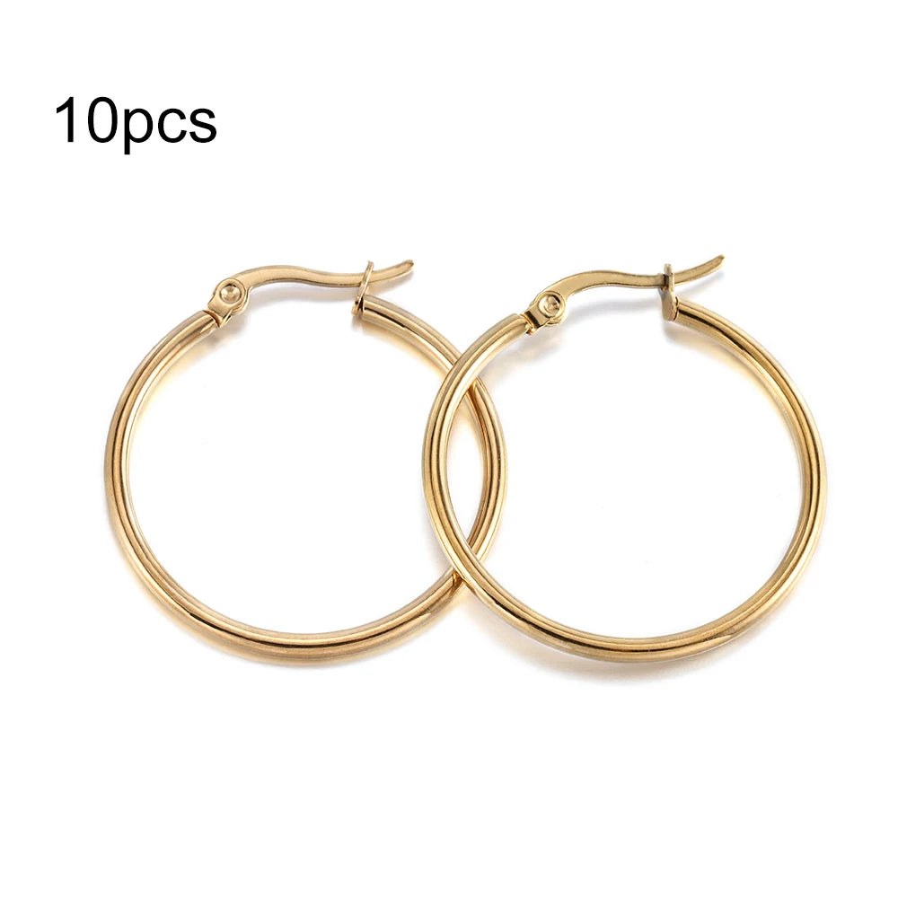 10 aros negros abiertos de acero inoxidable para pendientes, ganchos de 15-50 mm con base de aro para la fabricación de joyas DIY