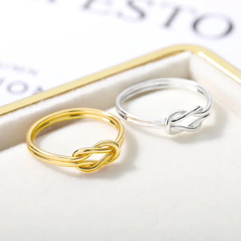 Knoten Unendlichkeitsringe Für Damen Mädchen Goldfarben Edelstahl Herz Fingerring Vintage Schmuck Geschenk Anillos Bague Femme