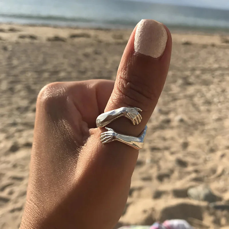 Gothic Umarmung Muskelhände Ringe für Frauen Männer Verstellbarer Offener Manschettenring Party Hochzeit Paar Ringe Vintage Schmuck Anillos Bague
