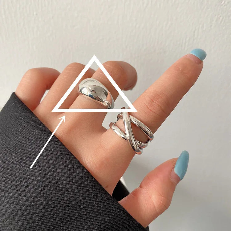 VENTFILLE Anillo de plata de ley 925 con diseño de gotas de agua irregulares, estilo retro simple, hecho a mano, para mujer