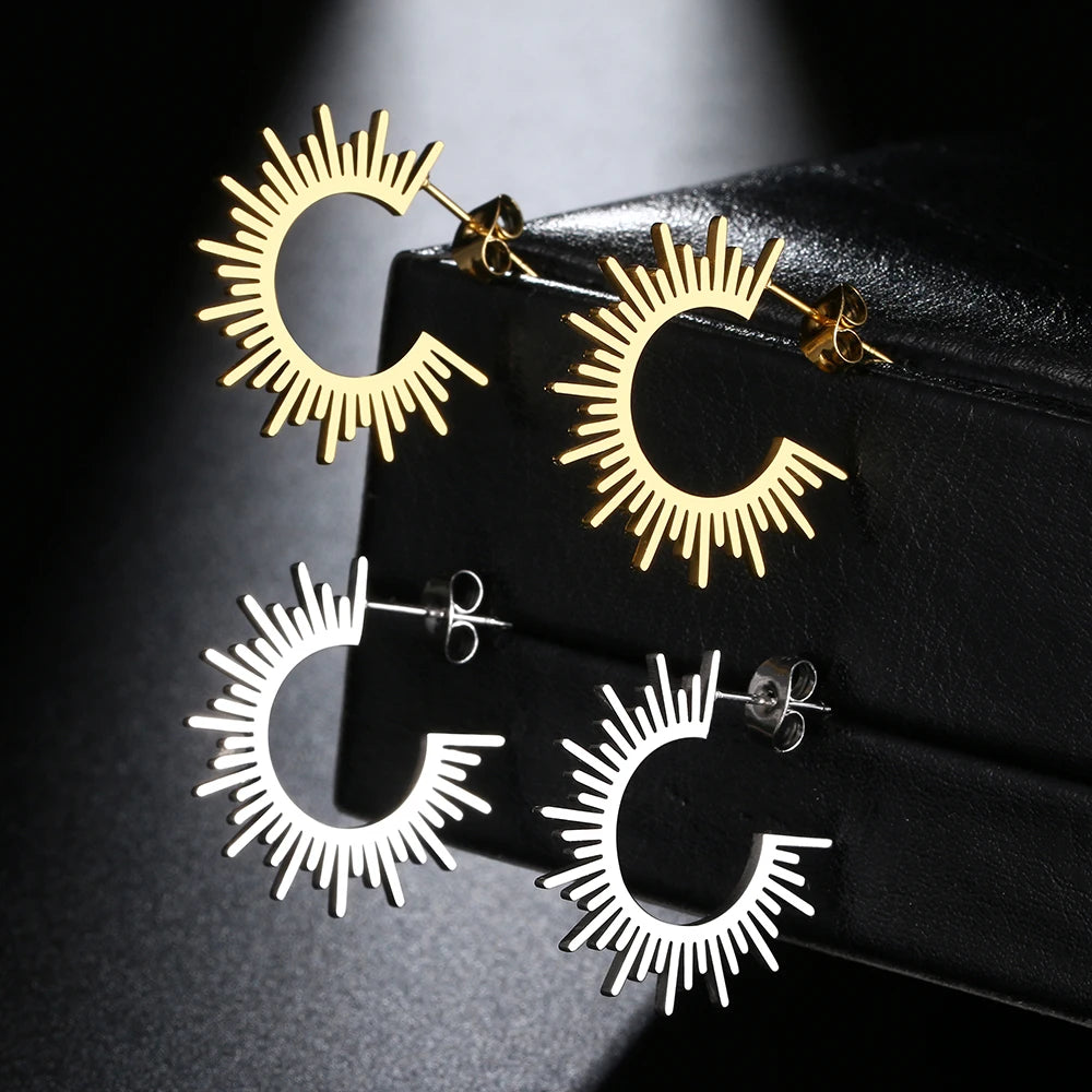 Edelstahl Schmuck Geometrische Ohrringe für Frauen Beste Halbkreis Stachelige Femme Charme Ohrringe Party Beste Hochzeitsgeschenke