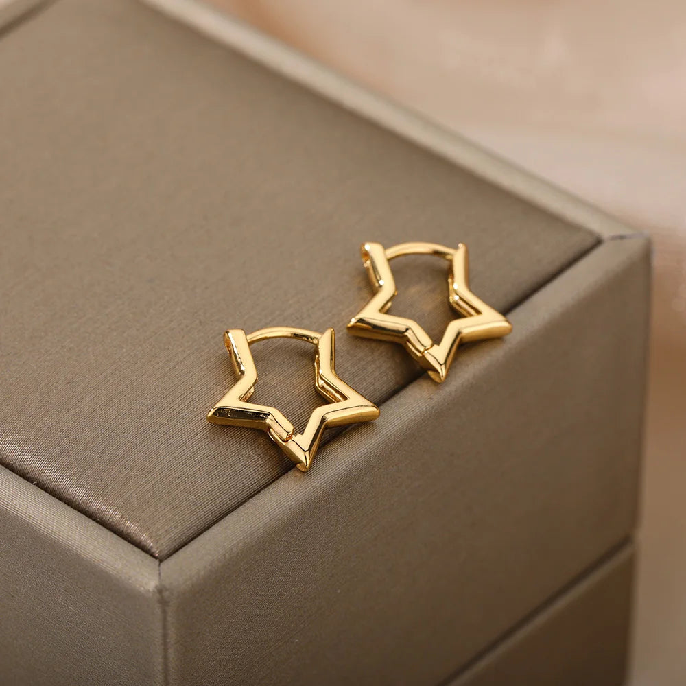 Luxus Stern Pendientes Ohrringe für Frauen Mädchen Edelstahl Minimalist Hoop Piercing 2025 Neu In Y2K Schmuck aretes de mujer