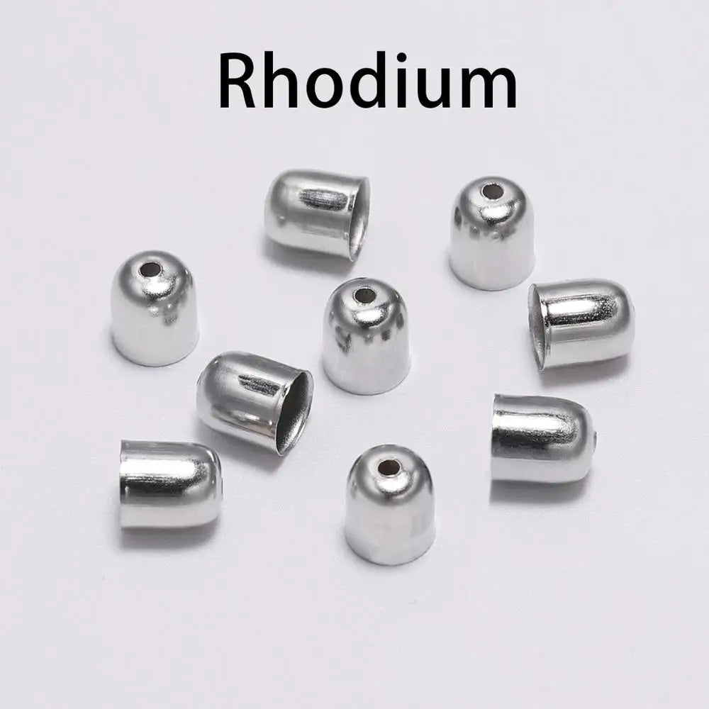 Lote de 50-100 tapas de engaste para extremos de cordones de cuero, tapas de cuentas para extremos, se adaptan a cierres de 4-12 mm para suministros de joyería de bricolaje